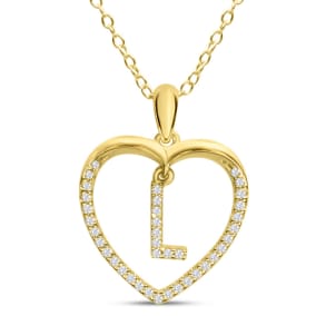 Estate Letter L 1/5ct Diamond Initial Necklace In Yellow Gold Over Sterling Silver, 16 Inches