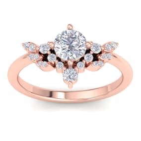 1 Carat Intricate Lab Grown Diamond Engagement Ring In 14K Rose Gold
