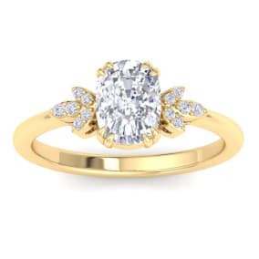 2 Carat Natural Cushion Cut Diamond Engagement Ring In 14K Yellow Gold
