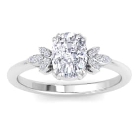 2 Carat Natural Cushion Cut Diamond Engagement Ring In 14K White Gold