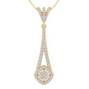 1/2 Carat Natural Diamond Chandelier Necklace In 14 Karat Yellow Gold, 18 Inches