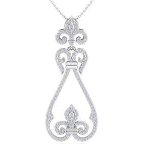 3/4 Carat Natural Diamond Chandelier Necklace In 14 Karat White Gold, 18 Inches