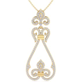 3/4 Carat Natural Diamond Chandelier Necklace In 14 Karat Yellow Gold, 18 Inches