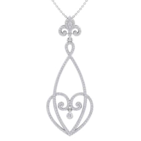1 Carat Natural Diamond Chandelier Necklace In 14 Karat White Gold, 18 Inches