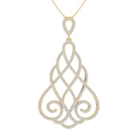 1 1/2 Carat Natural Diamond Chandelier Necklace In 14 Karat Yellow Gold, 18 Inches
