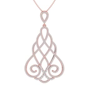 1 1/2 Carat Diamond Chandelier Necklace In 14 Karat Rose Gold, 18 Inches