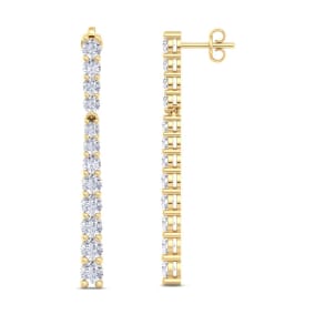 2 Carat Diamond Bar Earrings In 14 Karat Yellow Gold, 1 1/2 Inches