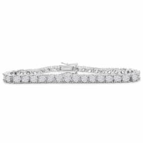4 Carat Natural Round Diamond Miracle Set Tennis Bracelet In 14 Karat White Gold, 7 Inches