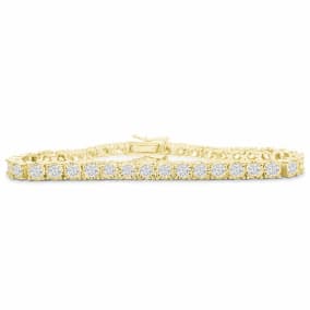 4 Carat Natural Round Diamond Miracle Set Tennis Bracelet In 14 Karat Yellow Gold, 7 Inches