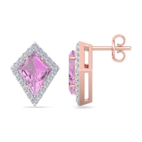 Pink Topaz Earrings: 2 1/5 Carat Pink Topaz and Diamond Earrings