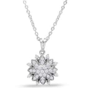 1/2 Carat Diamond Snowflake Necklace In Sterling Silver, 18 Inches
