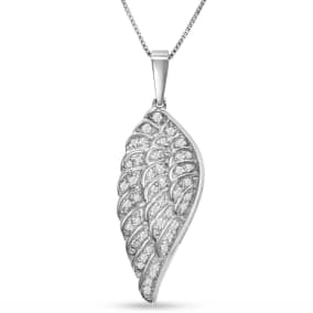 1/2 Carat Diamond Angel Wing Necklace In Sterling Silver, 18 Inches