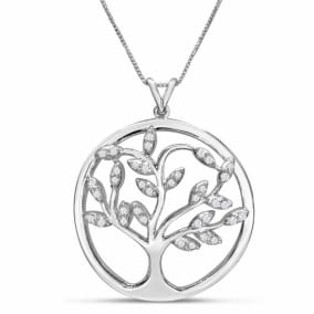1/4 Carat Diamond Tree of Life Necklace In Sterling Silver, 18 Inches