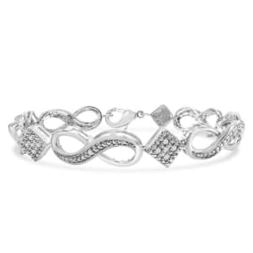 1/10 Carat Diamond Bracelet In Platinum Overlay, 7 Inches