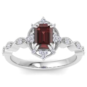 Garnet Ring: 2 Carat Garnet and Diamond Ring