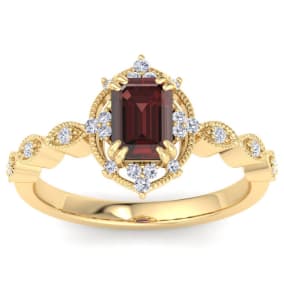 Garnet Ring: 2 Carat Garnet and Diamond Ring