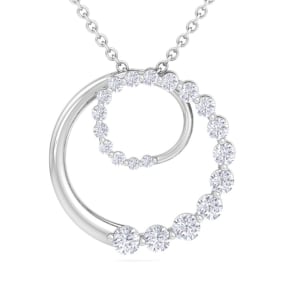 1 Carat Diamond Double Circle Necklace In 14 Karat White Gold, 18 Inches