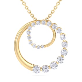 1 Carat Diamond Double Circle Necklace In 14 Karat Yellow Gold, 18 Inches