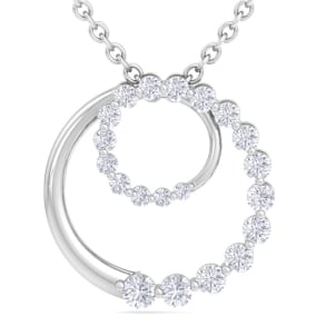 2 Carat Natural Diamond Circle Necklace In 14 Karat White Gold, 18 Inches