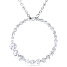 1 Carat Diamond Circle Necklace In 14 Karat White Gold, 18 Inches