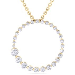 1 Carat Diamond Circle Necklace In 14 Karat Yellow Gold, 18 Inches