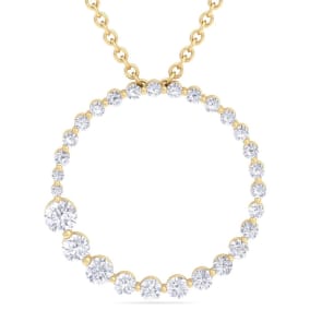 1 Carat Natural Diamond Circle Necklace In 14 Karat Yellow Gold, 18 Inches
