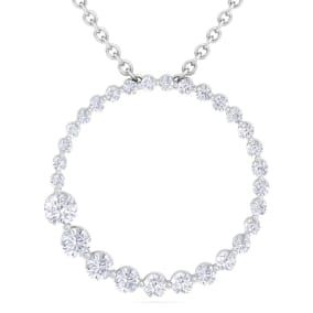 2 Carat Diamond Circle Necklace In 14 Karat White Gold, 18 Inches