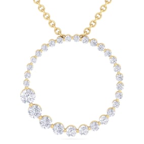2 Carat Diamond Circle Necklace In 14 Karat Yellow Gold, 18 Inches