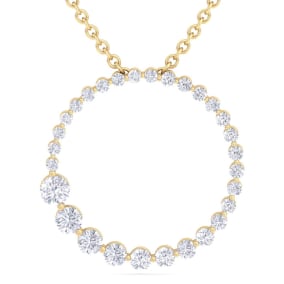 2 Carat Natural Diamond Circle Necklace In 14 Karat Yellow Gold, 18 Inches