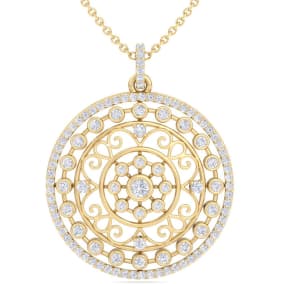 1 Carat Diamond Circle Statement Necklace In 14 Karat Yellow Gold, 18 Inches
