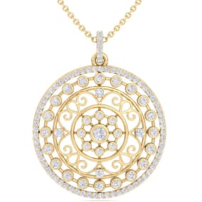 1 Carat Natural Diamond Circle Statement Necklace In 14 Karat Yellow Gold, 18 Inches