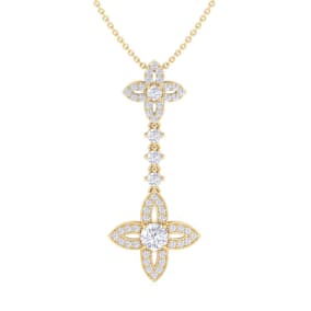 2 Carat Natural Diamond Chandelier Necklace In 14 Karat Yellow Gold, 18 Inches