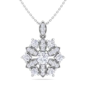 1 1/4 Carat Diamond Snowflake Statement Necklace In 14 Karat White Gold, 18 Inches