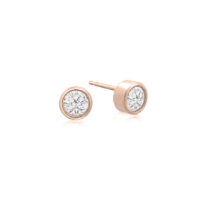 1/5 Carat Bezel Set Lab Grown Diamond Stud Earrings In 14 Karat Rose Gold
