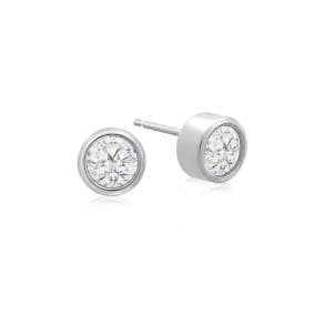 1/3 Carat Bezel Set Lab Grown Diamond Stud Earrings In 14 Karat White Gold