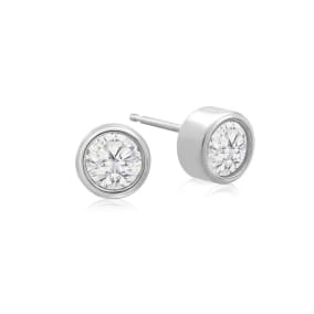 1/2 Carat Bezel Set Lab Grown Diamond Stud Earrings In 14 Karat White Gold