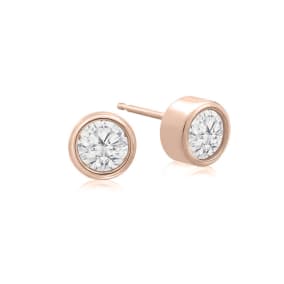1/2 Carat Bezel Set Lab Grown Diamond Stud Earrings In 14 Karat Rose Gold