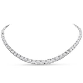 7 Carat Lab Grown Diamond Miracle Set Tennis Necklace In Heavy 14 Karat White Gold, 16 Inches - Looks like a 20 Carat Necklace!