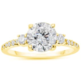 2 1/3 Carat Three Diamond Plus Engagement Ring In 14K Yellow Gold