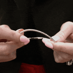 1 Carat Natural Diamond Flexible Bangle Bracelet In 14K White Gold, 7 Inches