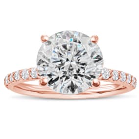 2 1/2 Carat Lab Grown Diamond Hidden Halo Engagement Ring In 14K Rose Gold