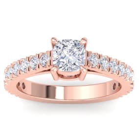2 Carat Cushion Cut Lab Grown Diamond Classic Engagement Ring In 14K Rose Gold