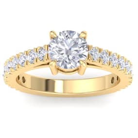 2 Carat Round Lab Grown Diamond Classic Engagement Ring In 14K Yellow Gold