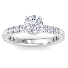 2 Carat Round Lab Grown Diamond Hidden Halo Engagement Ring In 14K White Gold