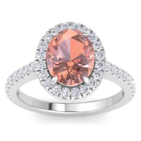 Morganite Ring: 3 Carat Morganite and Diamond Ring