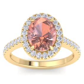 Morganite Ring: 3 Carat Morganite and Diamond Ring