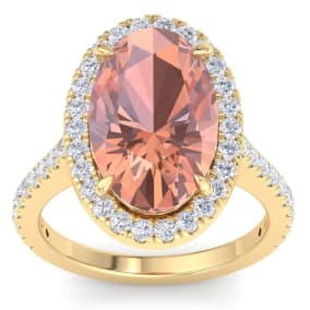 Morganite Ring: 8 1/2 Carat Morganite and Diamond Ring