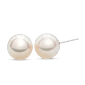 Pearl Stud Earrings With 7MM AA Japanese Akoya Pearls In 14 Karat White Gold