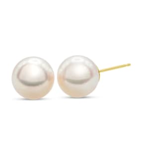 Pearl Stud Earrings With 7MM AA Japanese Akoya Pearls In 14 Karat Yellow Gold