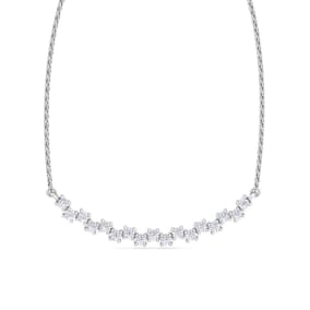 1/4 Carat Diamond Cluster Bar Necklace In Sterling Silver, 18 Inches